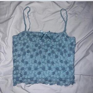 Chic Blue Floral Lace Camisole